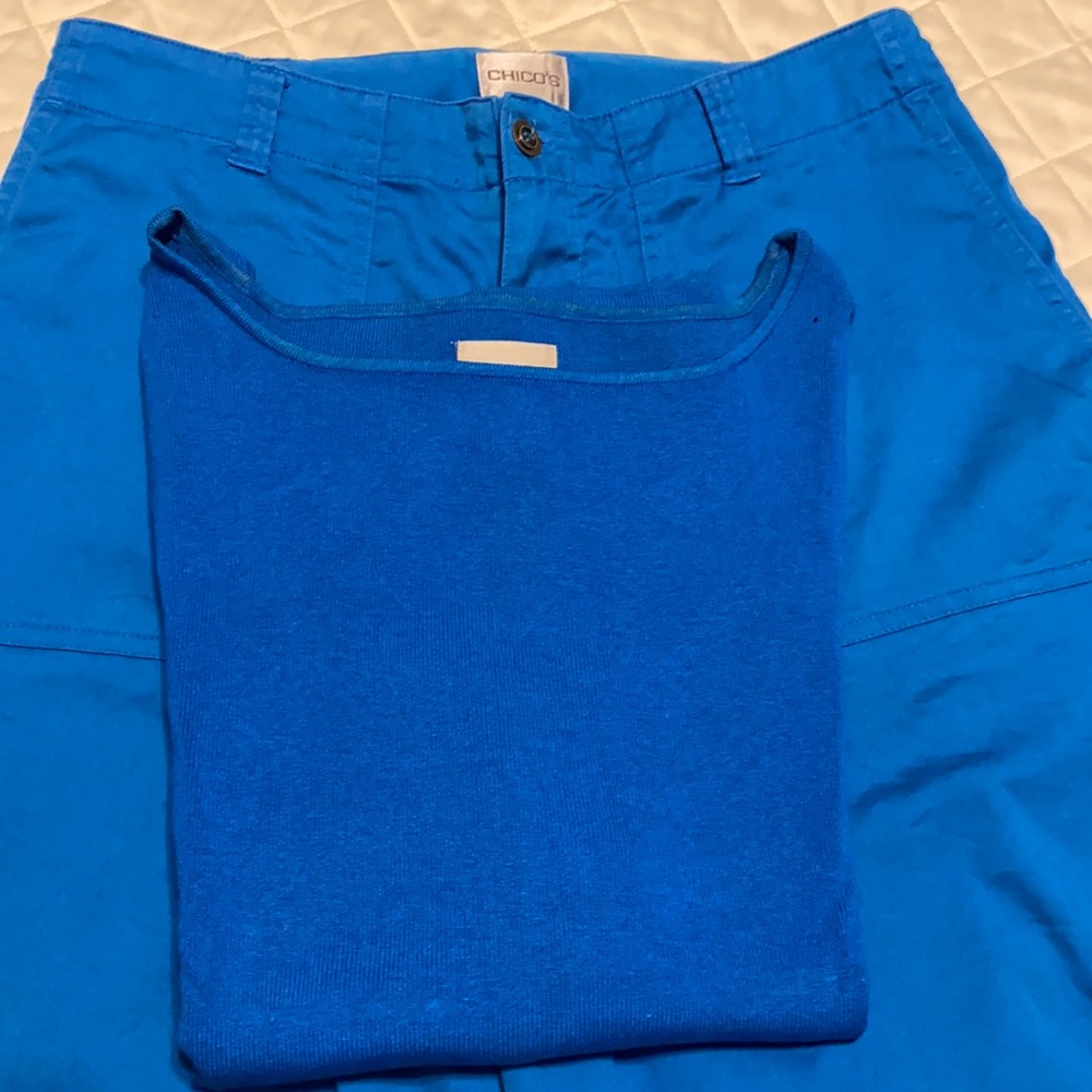 Chico’s sleeveless top & capris, size 1. GC